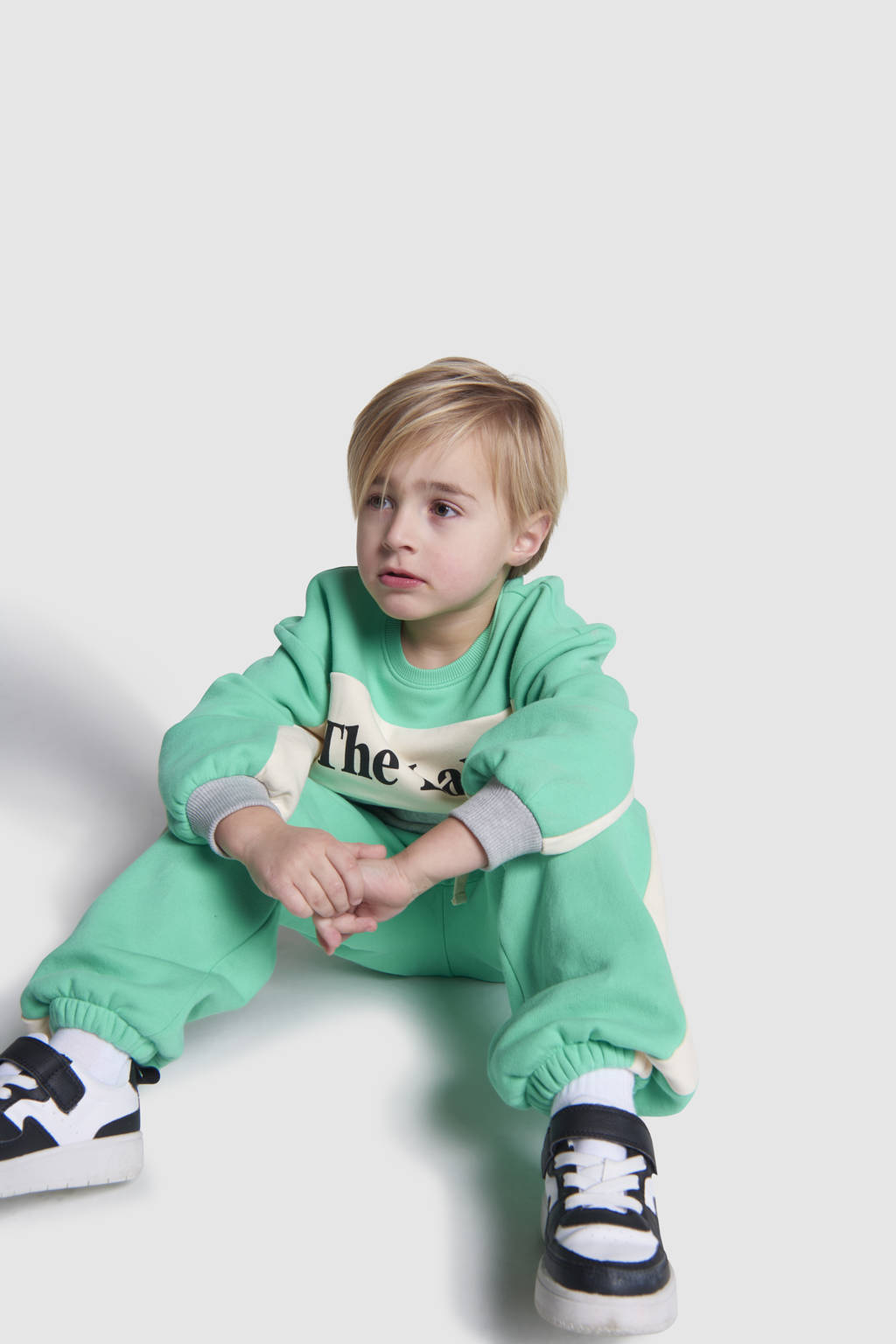 Alix the Label sweater mintgroen/wit/grijs