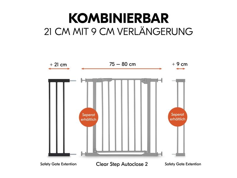 Hauck Verlängerung Türschutzgitter 21 cm Schwarz Safety Gate Extension für gängige Hauck Schutzgitter