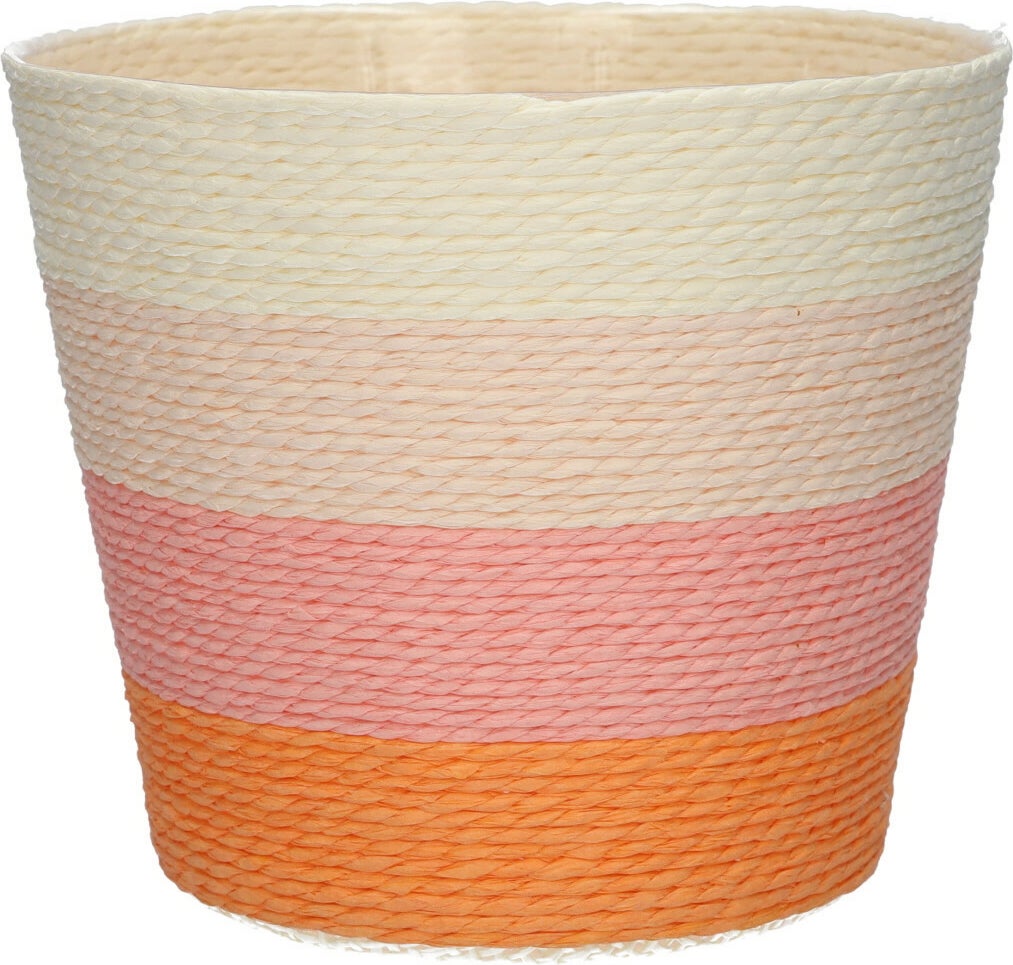 Duif plantenmand Riley lijnen crème / roze / oranje D 6,8 H 5,2 cm