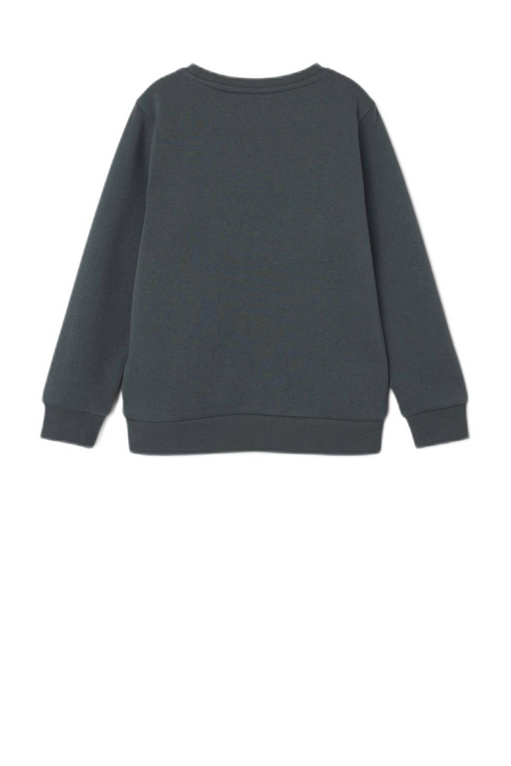 NAME IT sweater NKMORLANDOU met printopdruk en 3D applicatie donkergroen