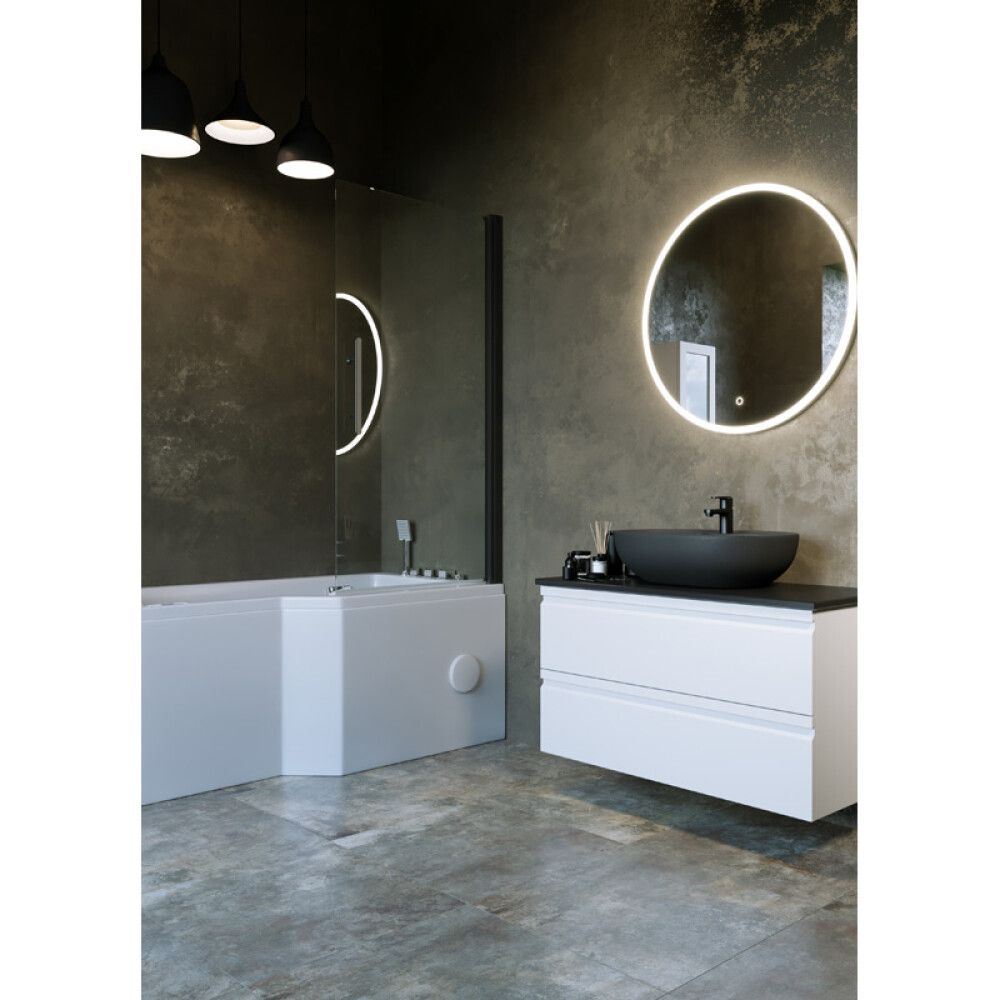 BADEKARSVEGG CAMARGUE SKÄRGÅRD SVART KLARGLASS 80X150CM