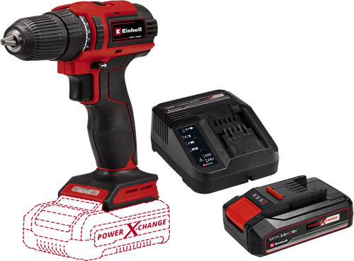 Einhell TE-CD 18/40 Li BL Solo + Einhell Power-X-Change 2,5 Ah Accu en oplader