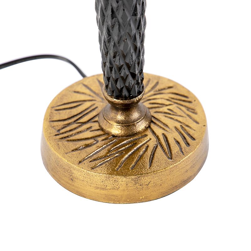 Art Deco tafellamp brons met zwarte kap 35 cm - Areka