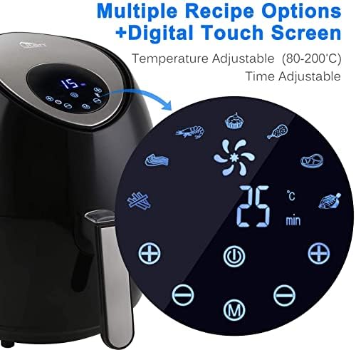Friteuse Sans Huile, Uten Friteuse à Air 1800W, 6.5L Air Fryer  2 à 8 personnes, Panneau Tactile LED avec 8 Programmes, Paniers Antiadhésifs, Sans BPA/PFOA : Cuisine et Maison