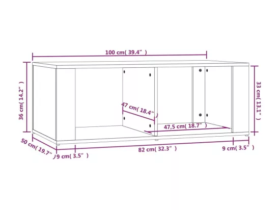 Table basse Blanc 100x50x36 cm Bois d'ingénierie