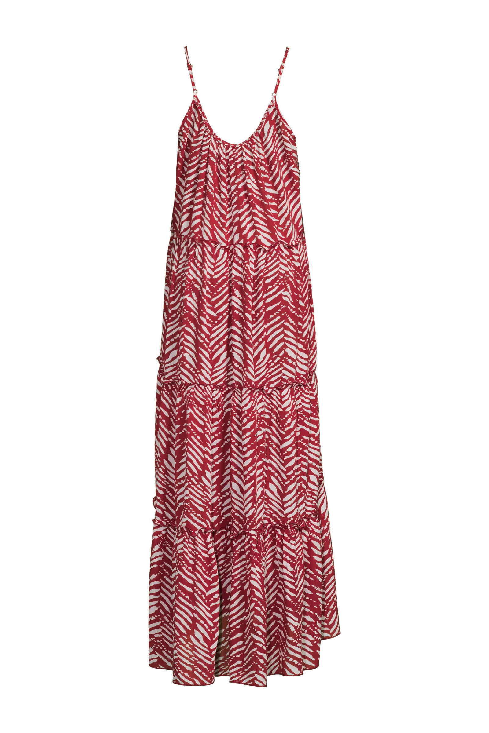 BEACHWAVE crinkle strandjurk rood/wit