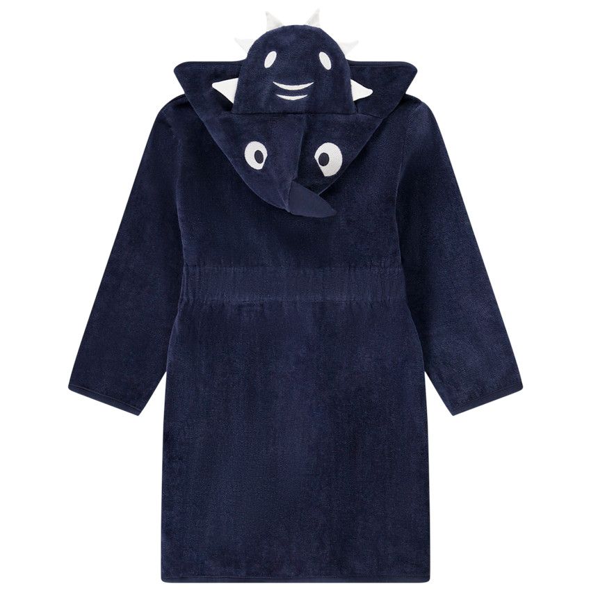 Peignoir éponge à capuche ludique requin pour garçon - Bleu marine