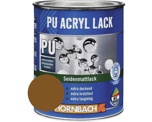 HORNBACH Kleurverf PU Acrylverf zijdeglans RAL 8003 leembruin 750 ml