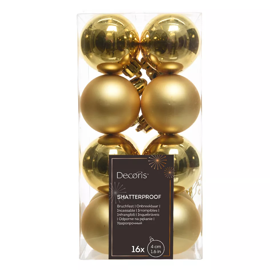Lot de 16 boules de Noël (D40 mm) Alpine Or