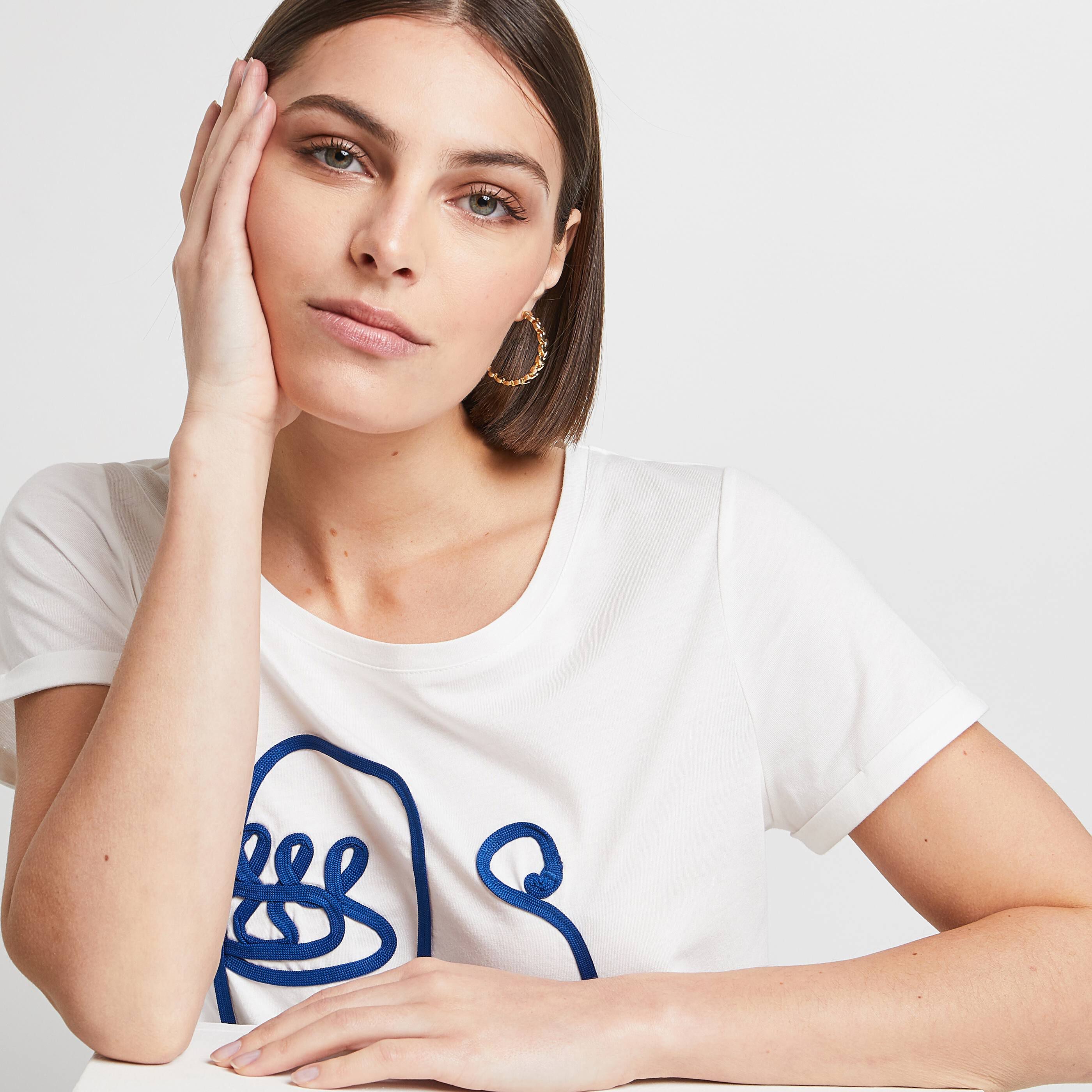 Tshirt visage en corde femme - BLANC CASSE