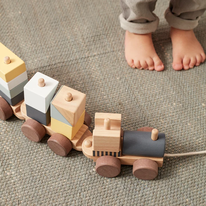 Kids Concept - Zug mit Holzklötzen, multicolor
