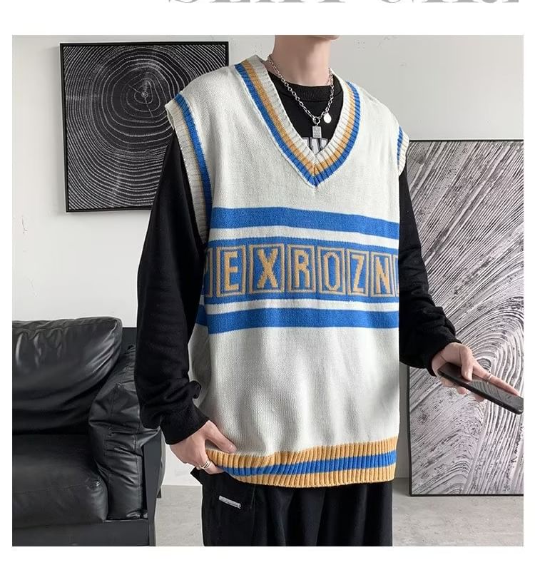 jaywoon - Oversized vest met V-hals en letters