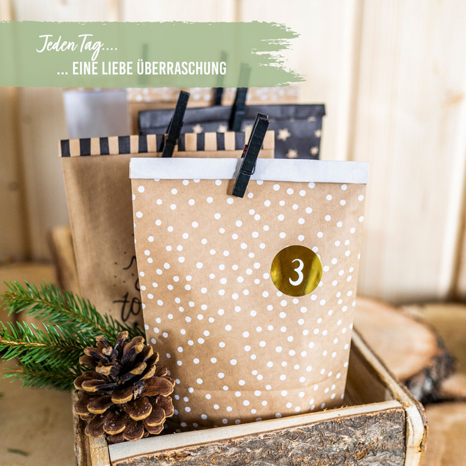 Adventskalender-Bastelset - schwarz/natur