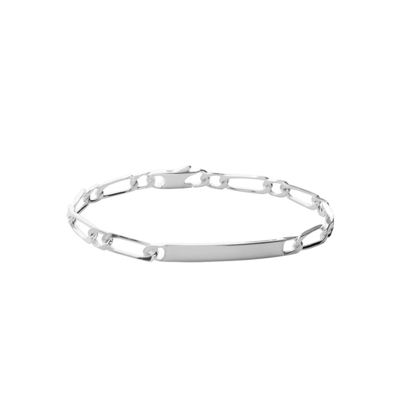 Gourmette Homme - Argent 925 - Cheval alternée 1+1 - Largeur : 4 mm - Longueur : 18 cm