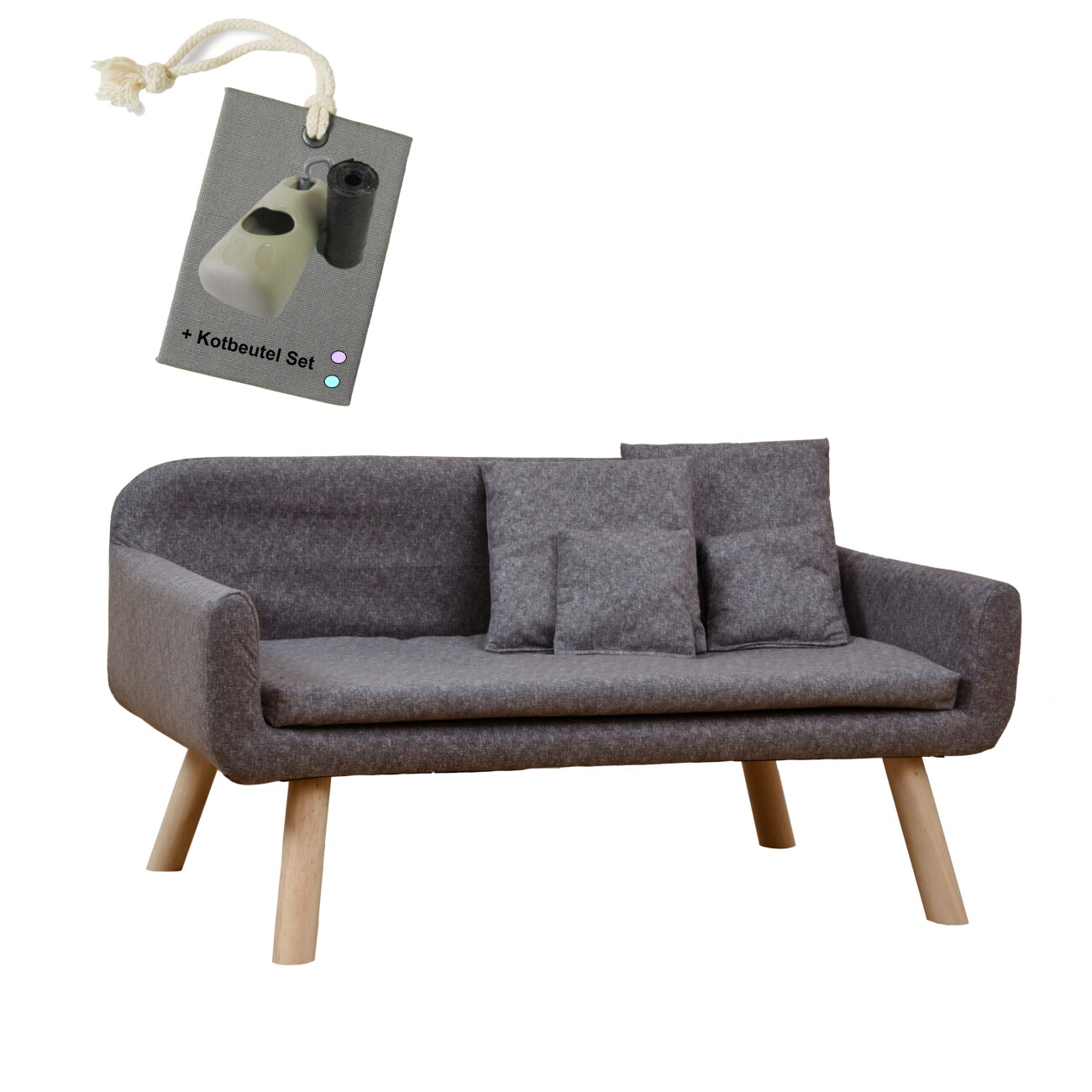 Rohrschneider Hundesofa Chicago mit Gratis-Beigabe grau
