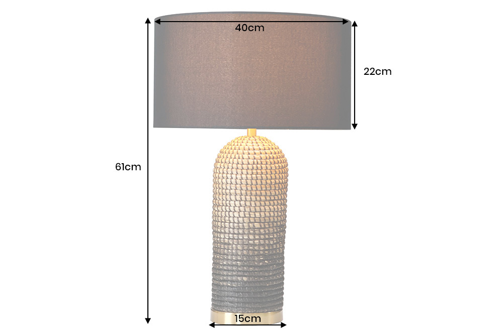 Handgefertigte Tischlampe ZEA 60cm schwarz natur runder Lampenschirm Seegras