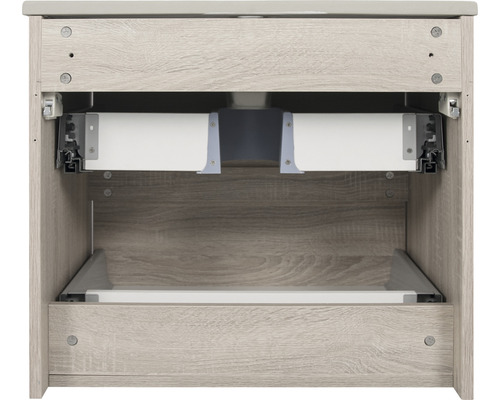 Badkamermeubelset Differnz Bolo 61 x 110 x 46 cm, frontkleur licht eiken, wastafel en spiegel wit, badmeubel