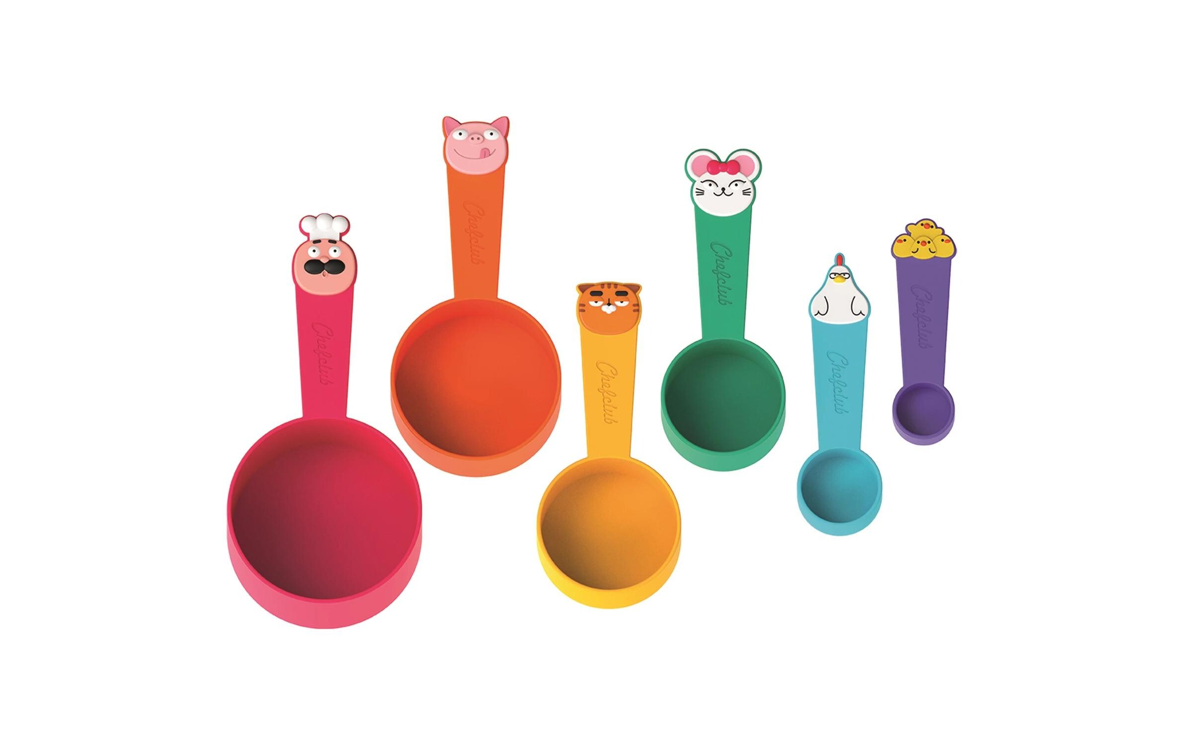 Messbecher 6er Set, MehrfarbigMessbecher-Set mit Rezeptbuch
