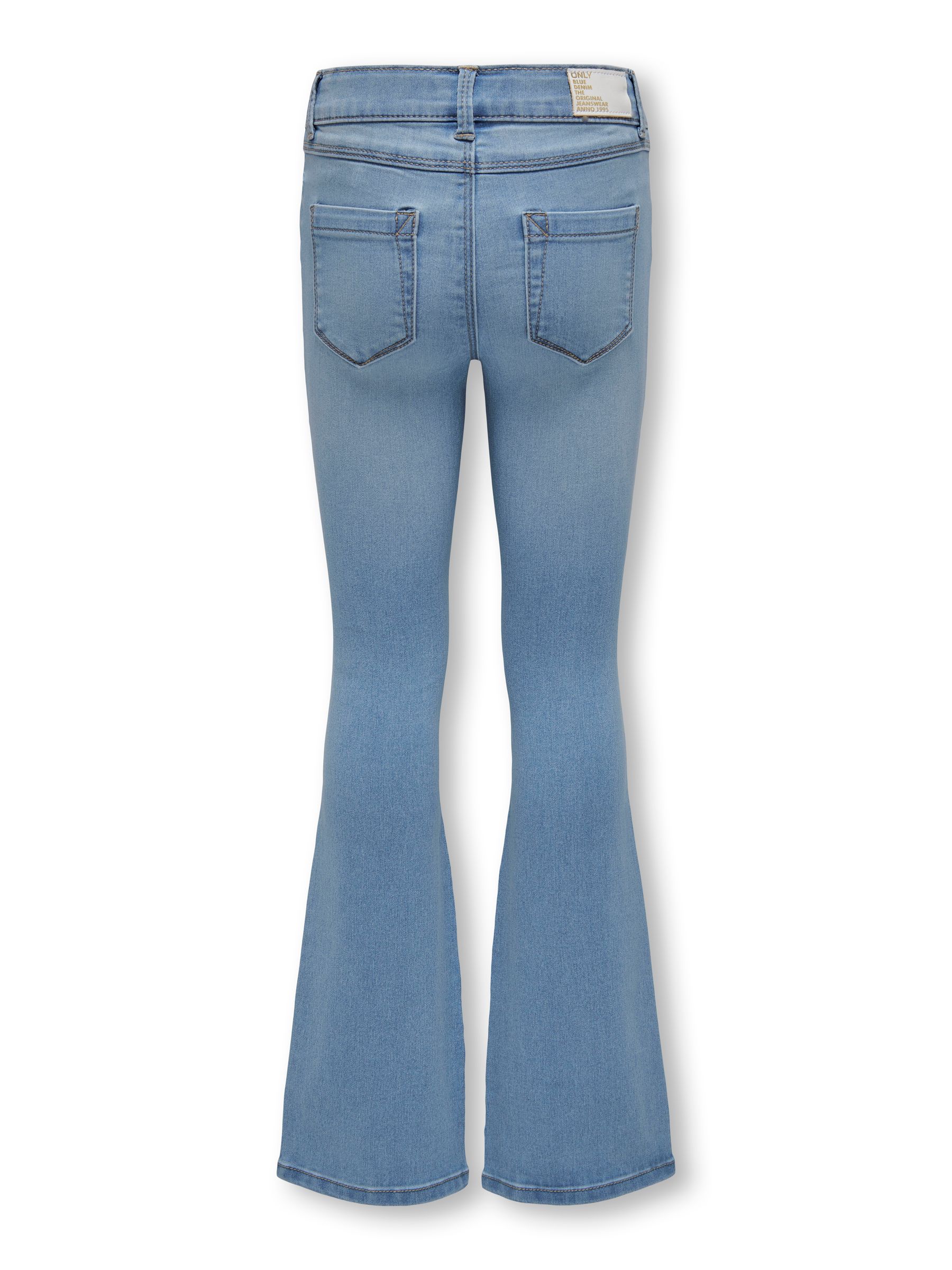 Lichtblauw - ONLY - Kinderjeans met uitlopende pijpen en verstelbare taille