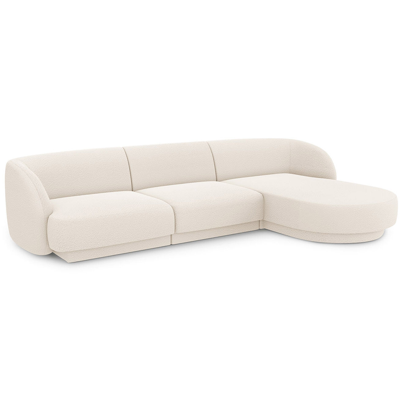 Micadoni Canapé d'angle Droit Miley Bouclé 4 Places beige - 259x155x74 cm