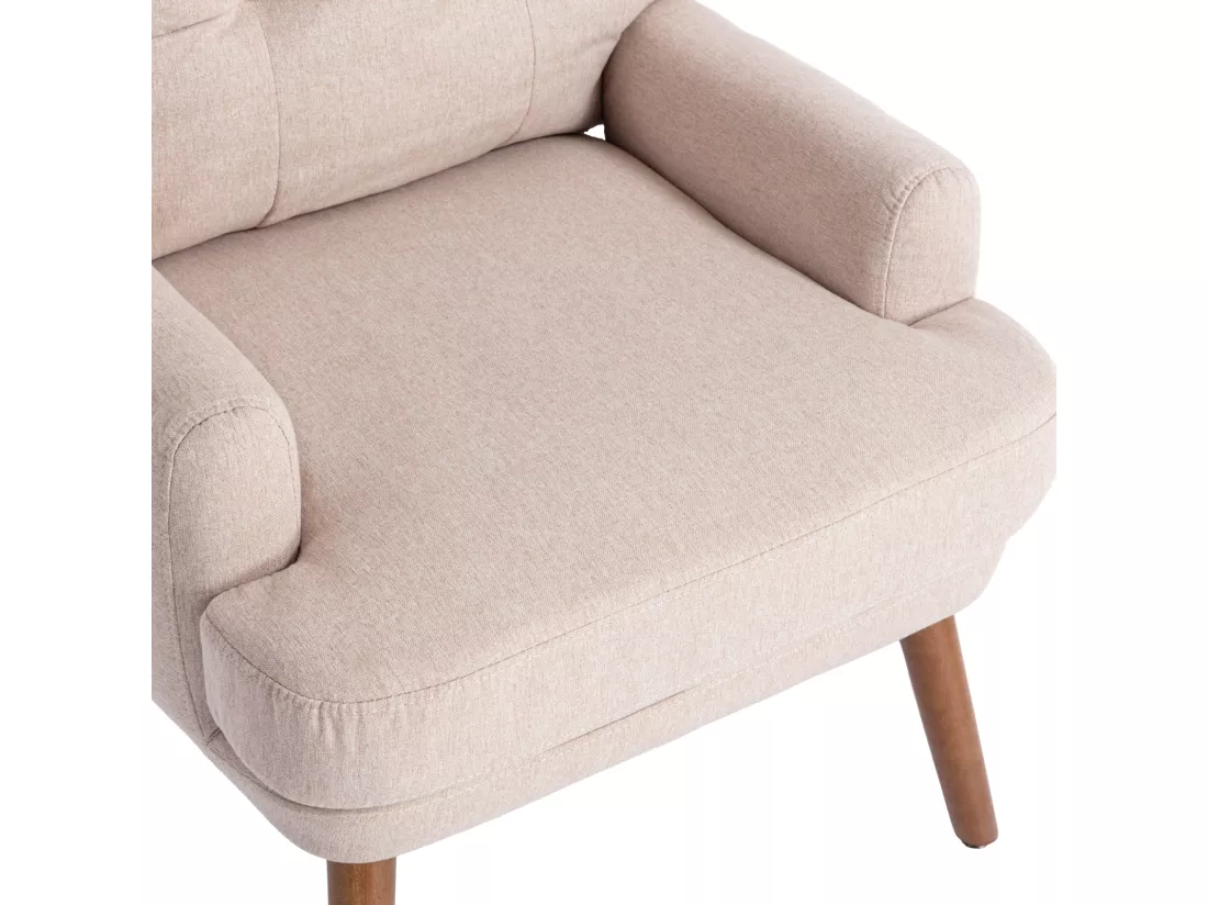 Chaise longue avec repose-pieds, dossier réglable sur 10 niveaux, inclinable, chaise avec étagère latérale-beige