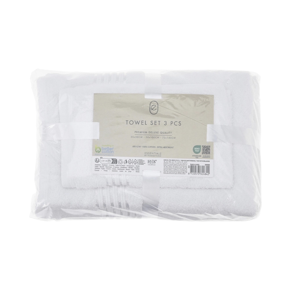 FS-STAR Handtuch 3er Set in verschiedenen Grössen weiss