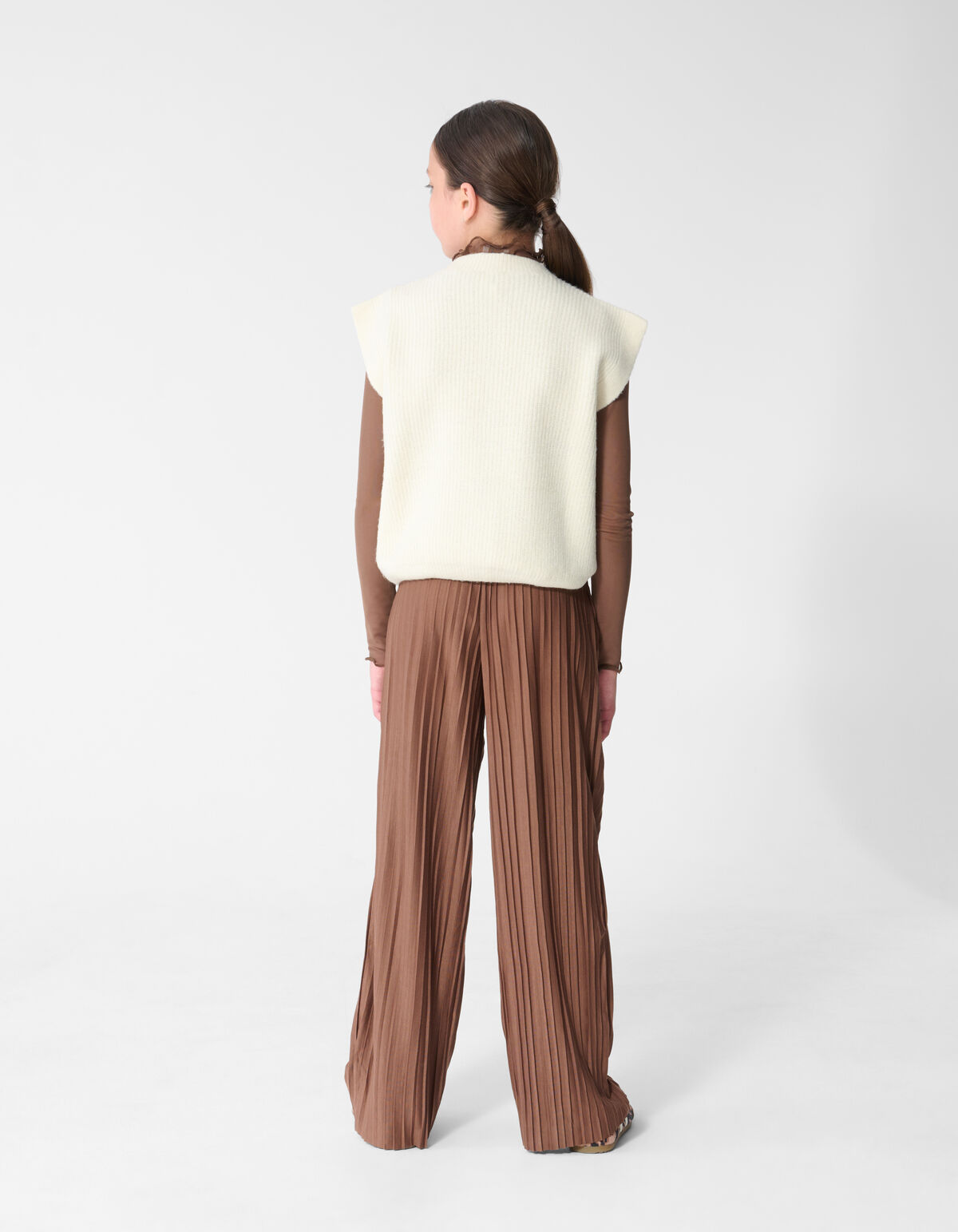 Gebreid Sleeveless Vest Gebroken Wit