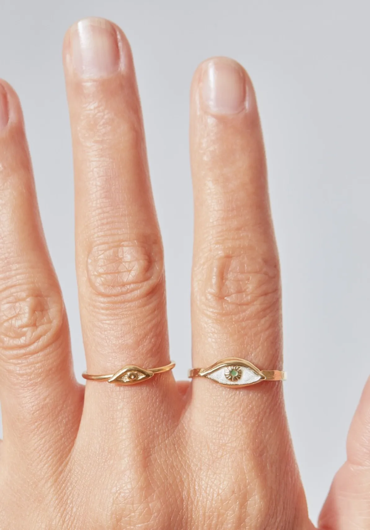 Bague en vermeil jaune motif œil Izza Small Monsieur