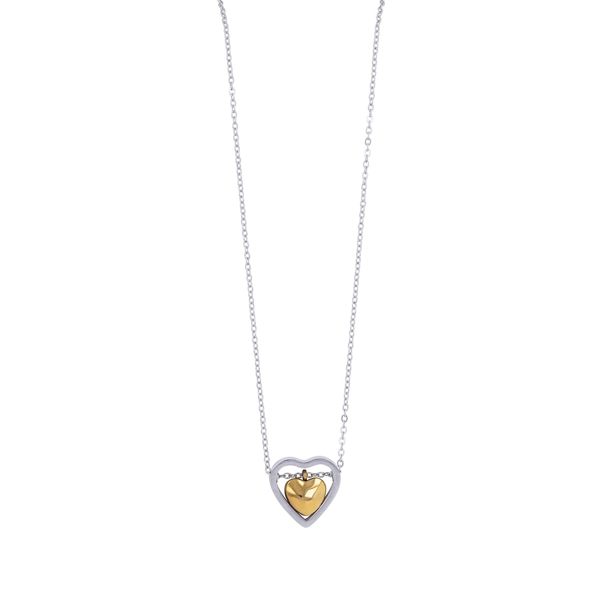 Collier Coeur coulissant acier jaune et Acier inoxydable 316L