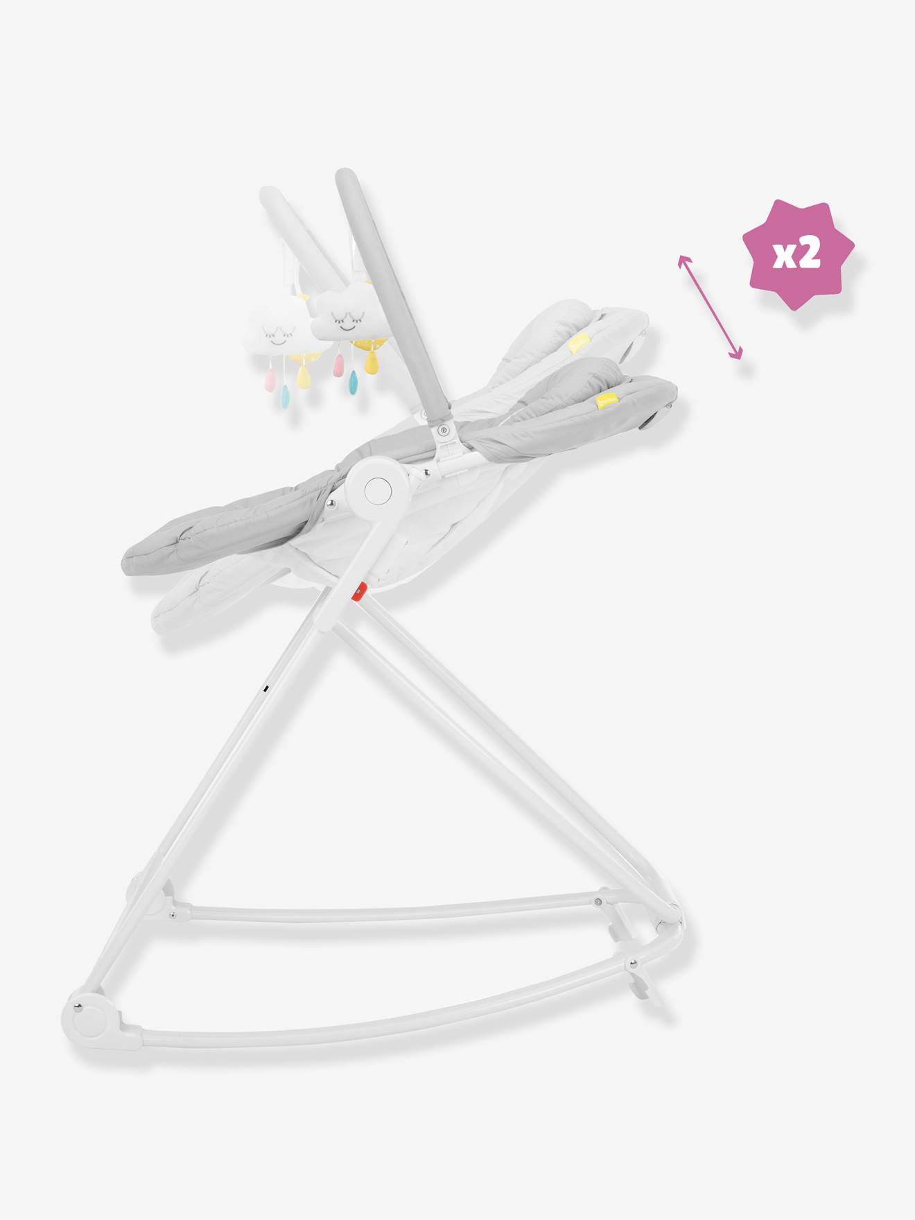 Rede de descanso BADABULLE Compact'Up High, cinza claro com estampa.