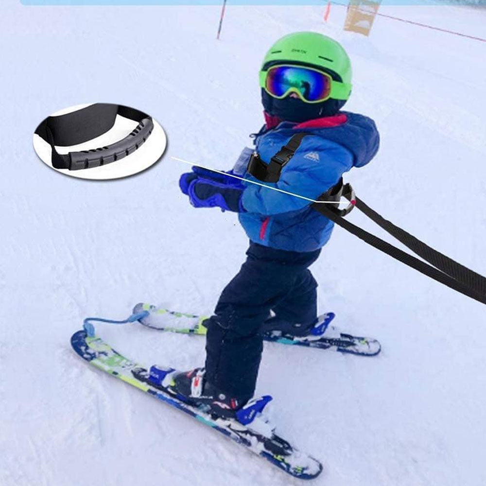 Kinder Sicherheits Ski Gurt Verstellbarer Wintersport Ziehgurt Skateboard Lernhilfe Schultergurt - Schwarz