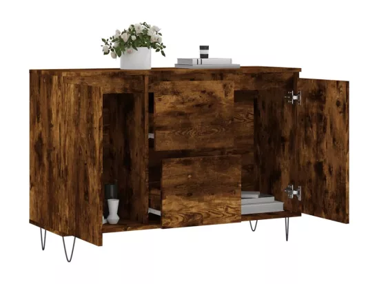 Buffet chêne fumé 104x35x70 cm bois d'ingénierie