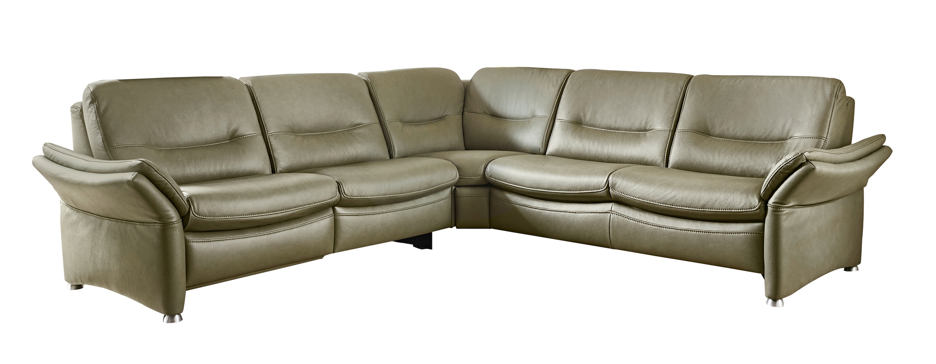 com4lux Ecksofa BRESCIA Leder BelVita olivegrün