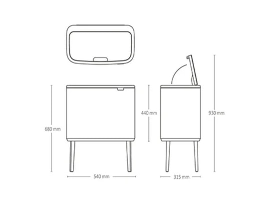 BRABANTIA - Poubelle Touch Bo Touch Bin 36 litres Matt Black 315824