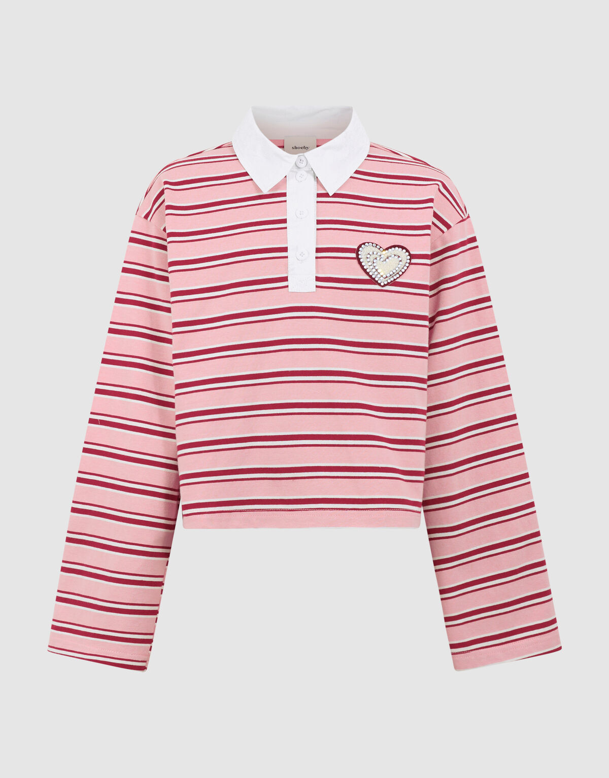 Striped Longsleeve Polo Rood/Roze