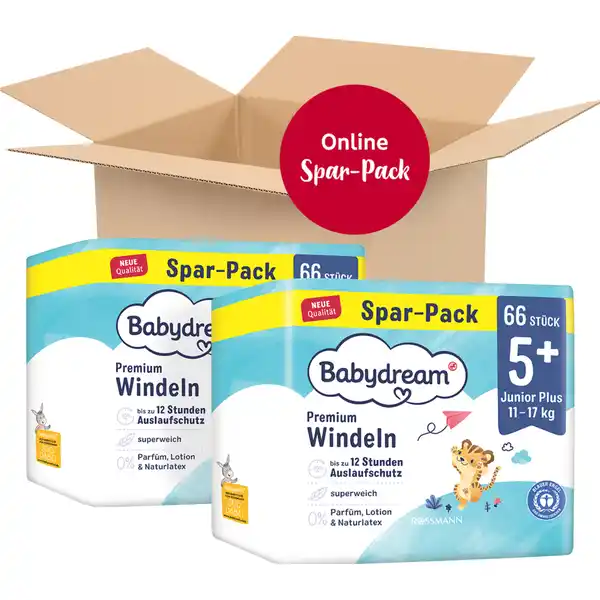 Premium Windeln Monatspack Junior+ Gr. 5+, 132 Stück, 11-17 kg