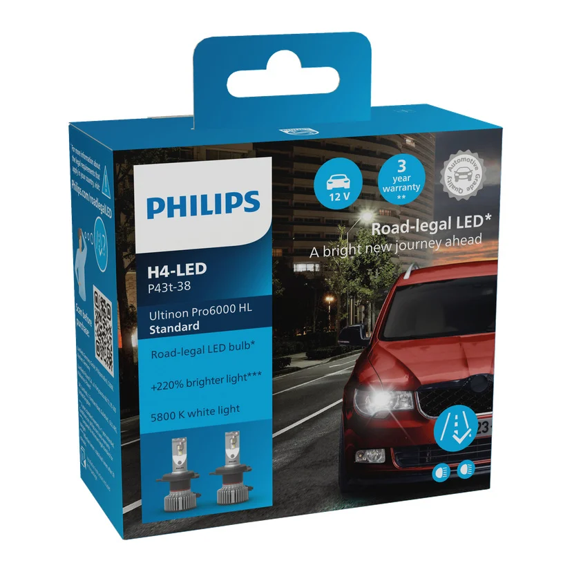 Frontlyspære for bil LED 2-pk H4