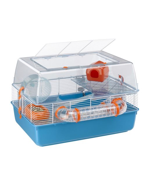 Ferplast Hamsterkooi Duna Fun - Dierenverblijf - 55x47x37.5 cm Blauw Oranje