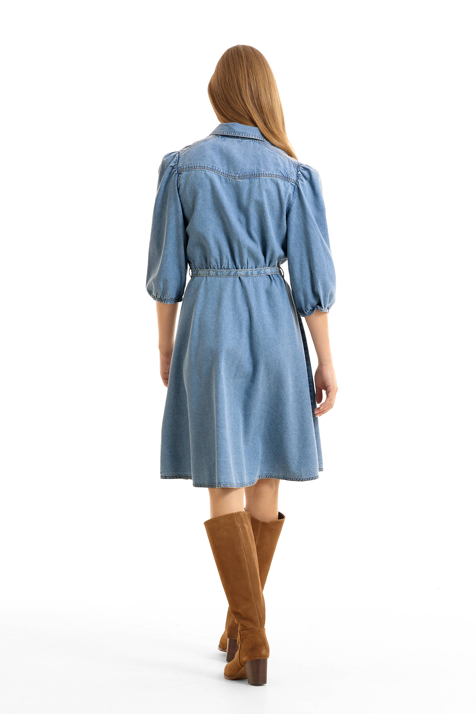 anytime denim overhemdjurk blauw