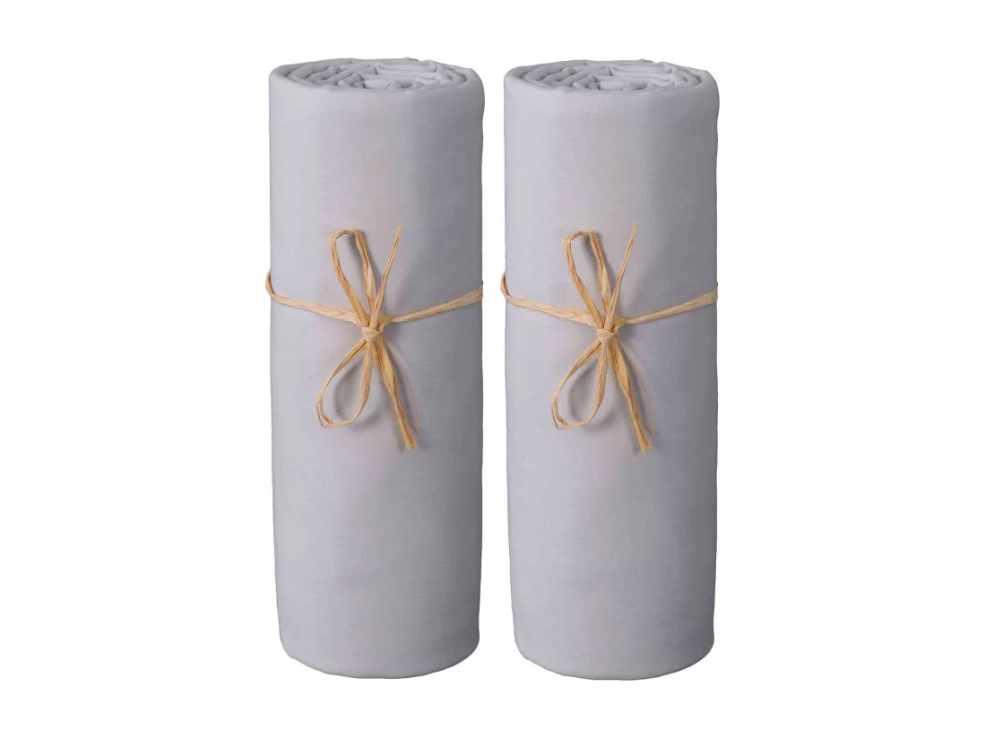 Lot de 2 draps housses bébé jersey bio gris perle 70x140