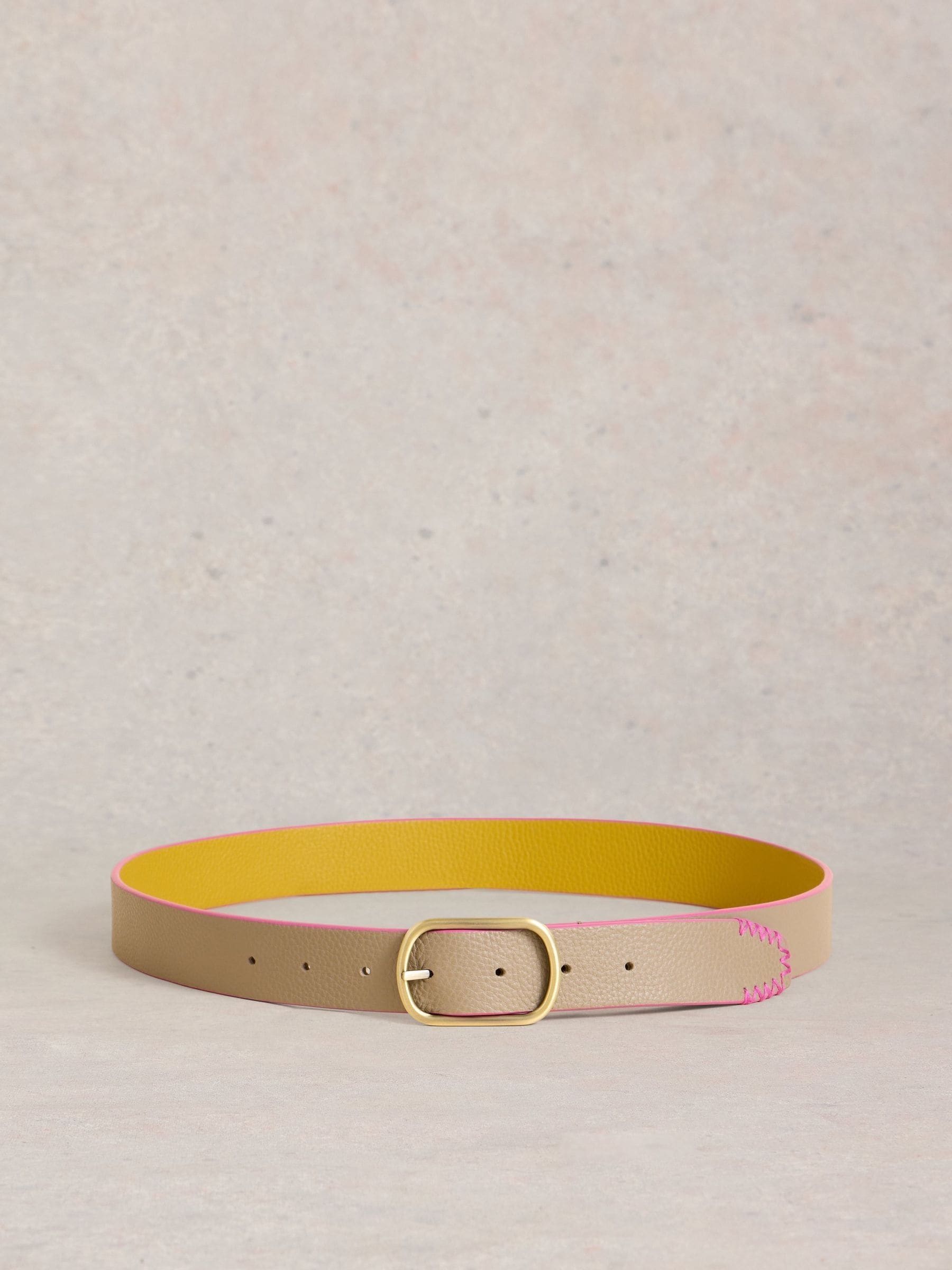 Geel - White Stuff Reversible Leather Belt