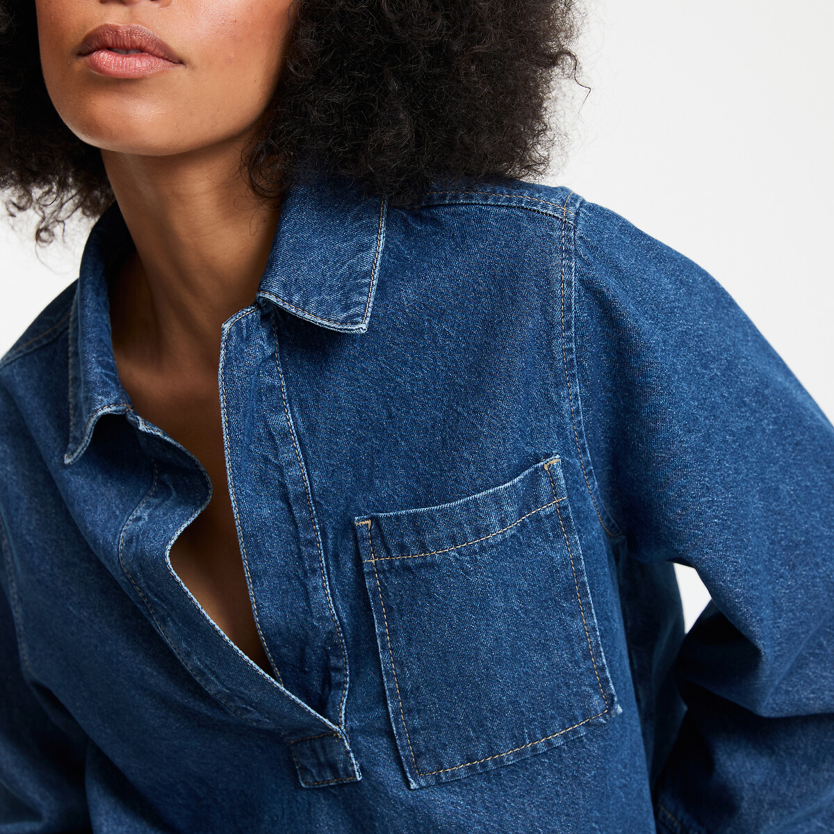 LA REDOUTE COLLECTIONS<br>Jaqueta camisa jeans de algodão