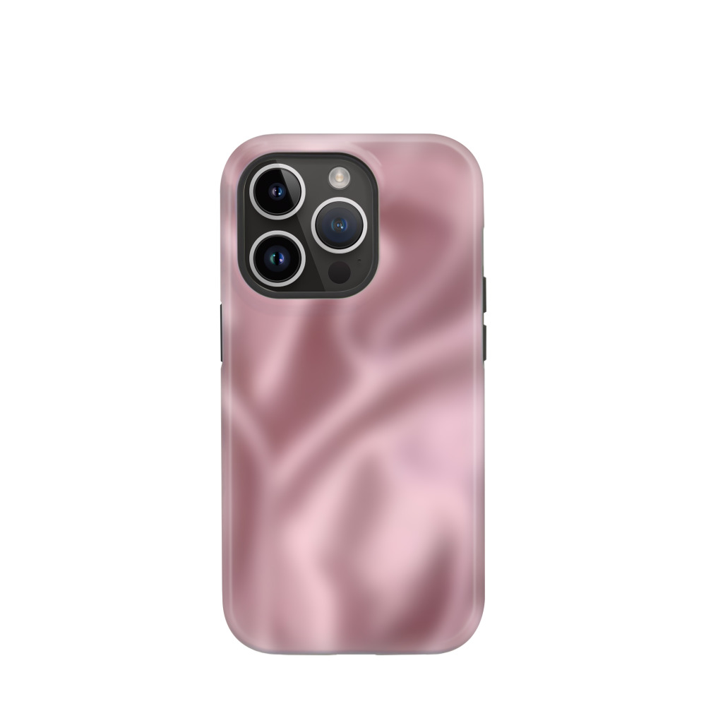 iPhone 14 Pro Hybrid (Kunststoff / Gummi) Hülle Seidenglanz 3 - Rosa