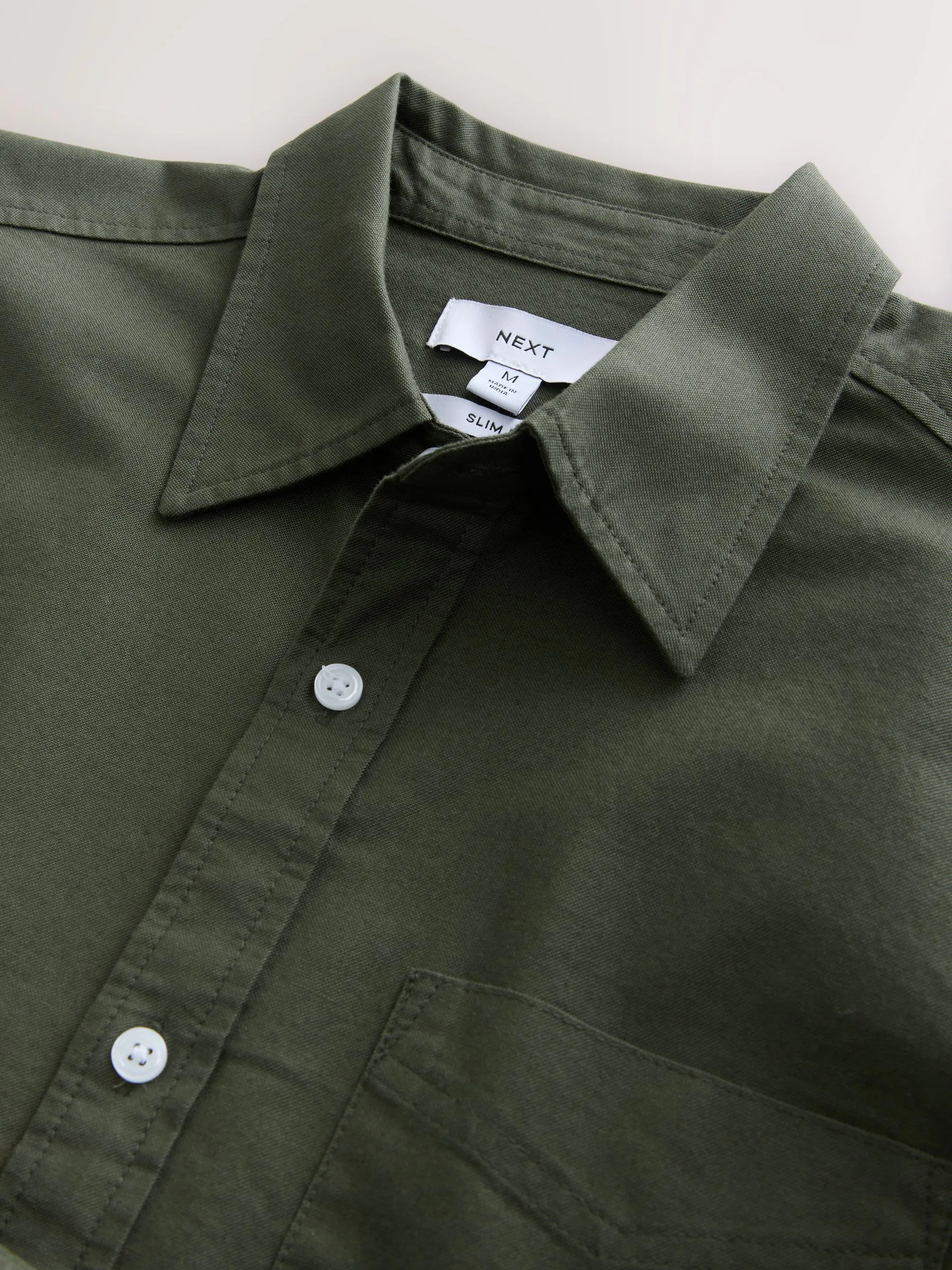 Donkergroen - Slim Fit - Oxford-hemd met lange mouwen