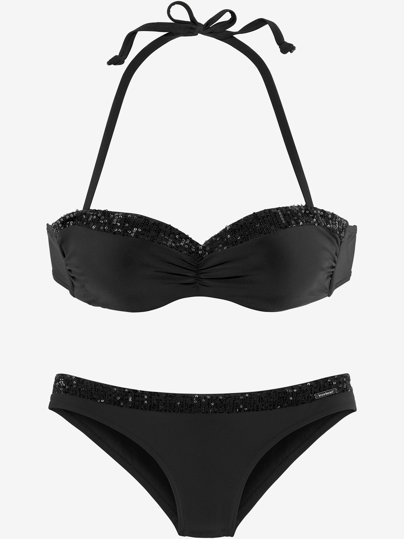 Maillot de bain bandeau à armatures aspect brillant grâce aux empiècements pailletés