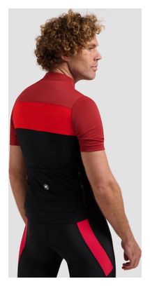 Maillot Manches Courtes Vélo Rogelli Core Block Noir/Bordeaux/Rouge Homme