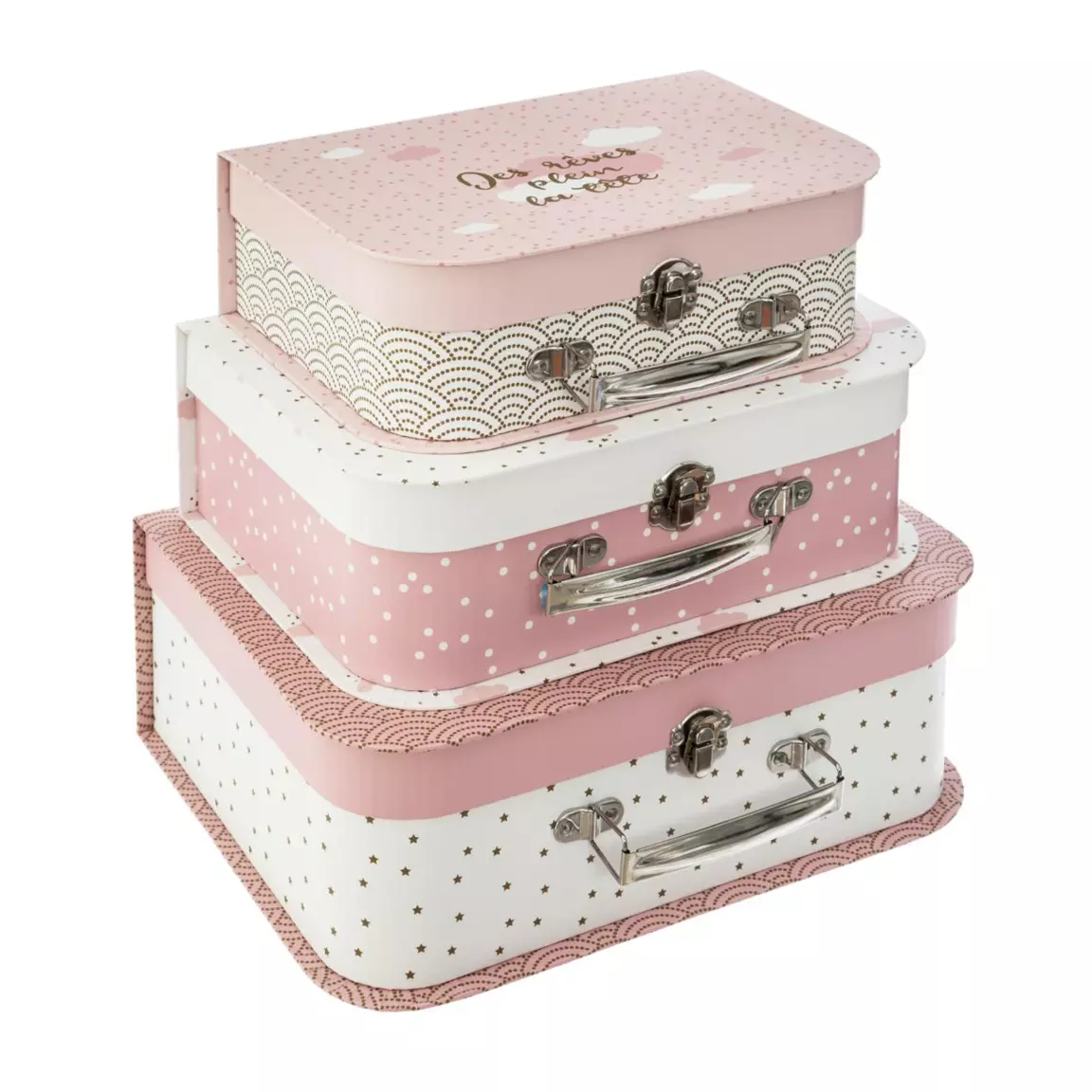 Lot de 3 valises gigognes enfant Douceur Rose