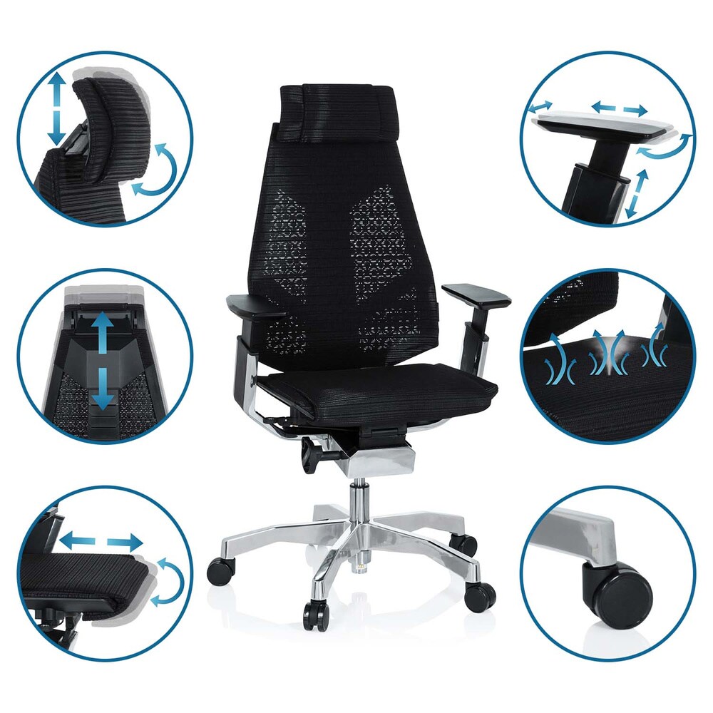 High End Bürostuhl GENIDIA PRO Netzstoff mit Armlehnen hjh OFFICE