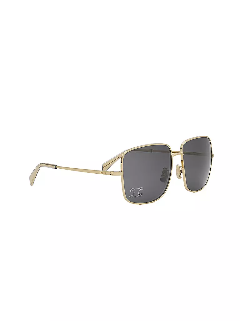 CELINE Rhinestone Triomphe goldene eckige Sonnenbrille gold