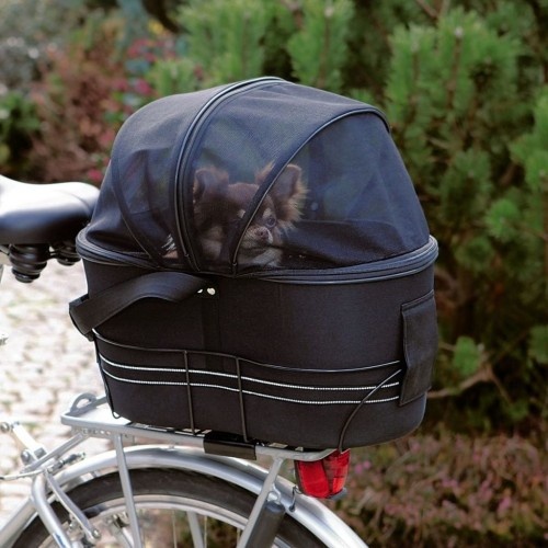 Cesta preta para bicicleta para animais de estimação